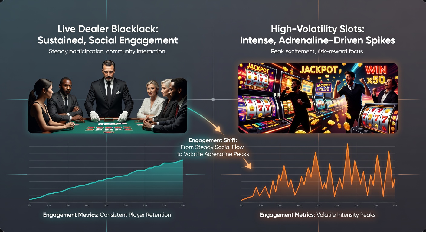 Grafik zu Bonusbedingungen und Engagement-Verschiebungen in Live- und Slot-Sessions