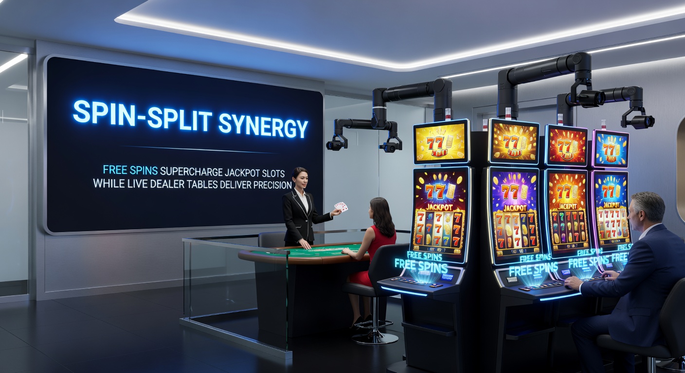 Smartphone-Ansicht eines Live-Dealer-Roulette-Tisches neben einem Jackpot-Slot mit aktiven Free Spins
